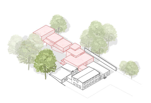 Model buildings. Graphic. 