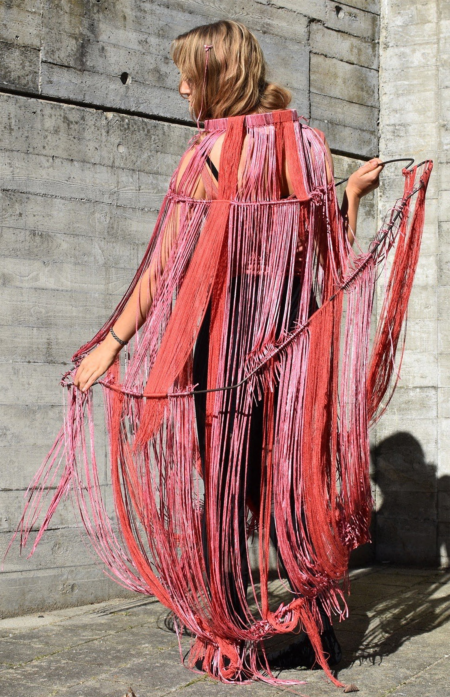 Woman in red dress. Photo.
