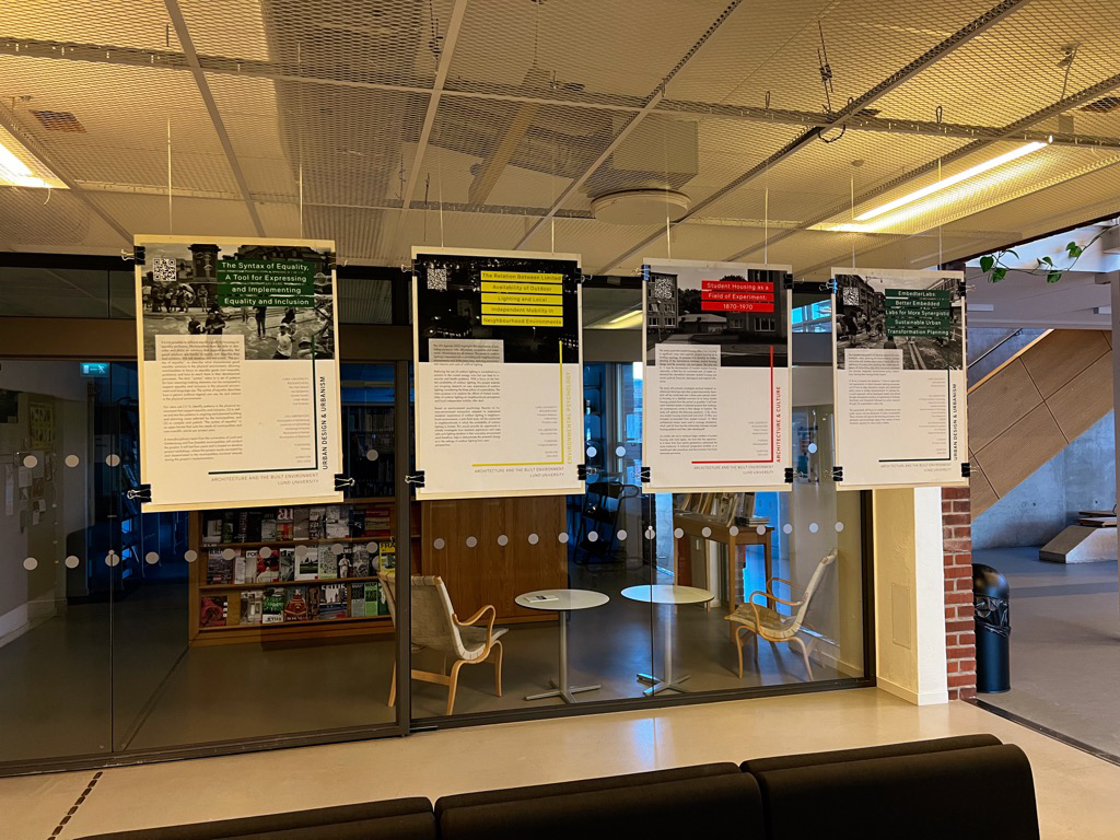 Hanging posters. Photo. 