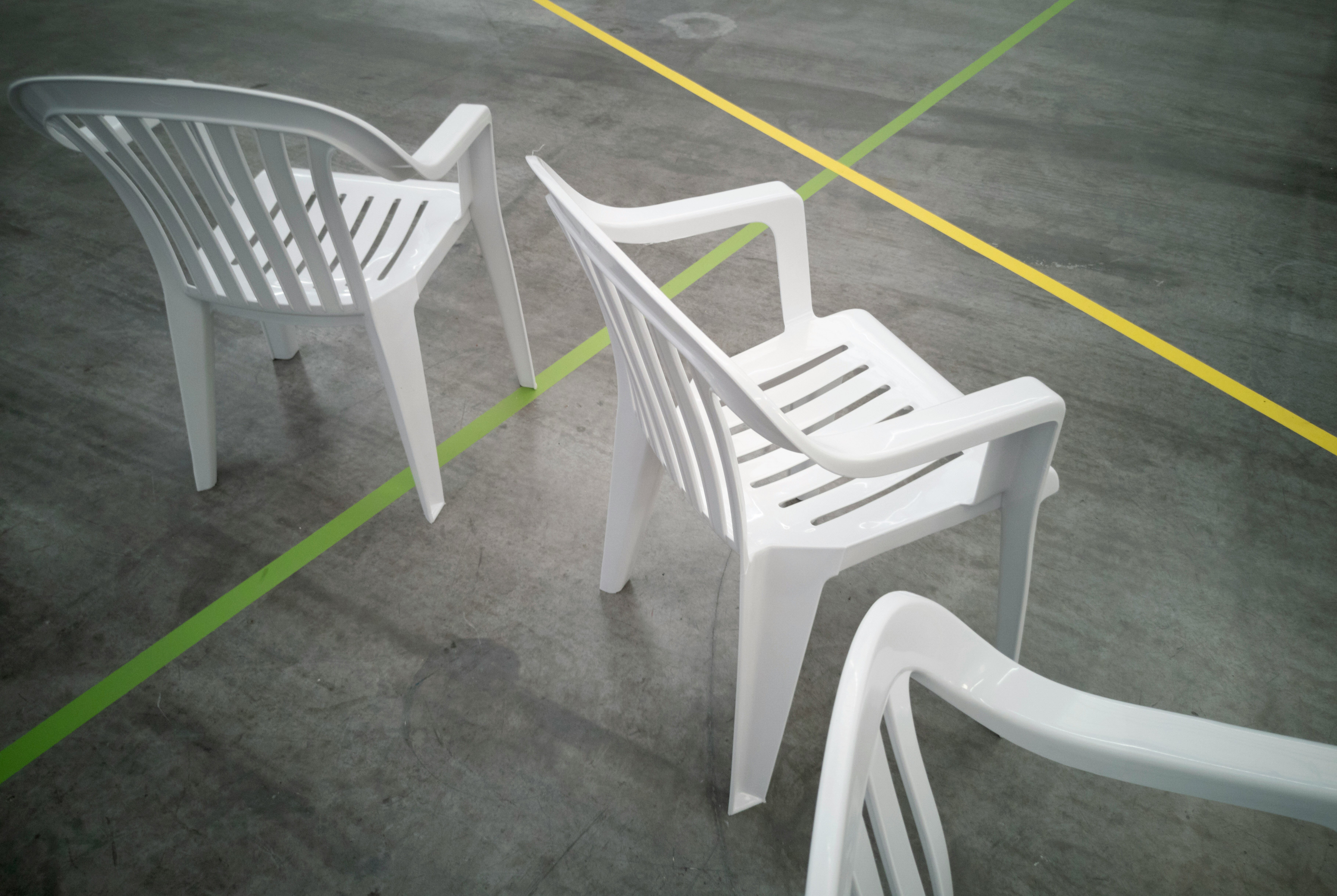 Plastic chairs. Photo.